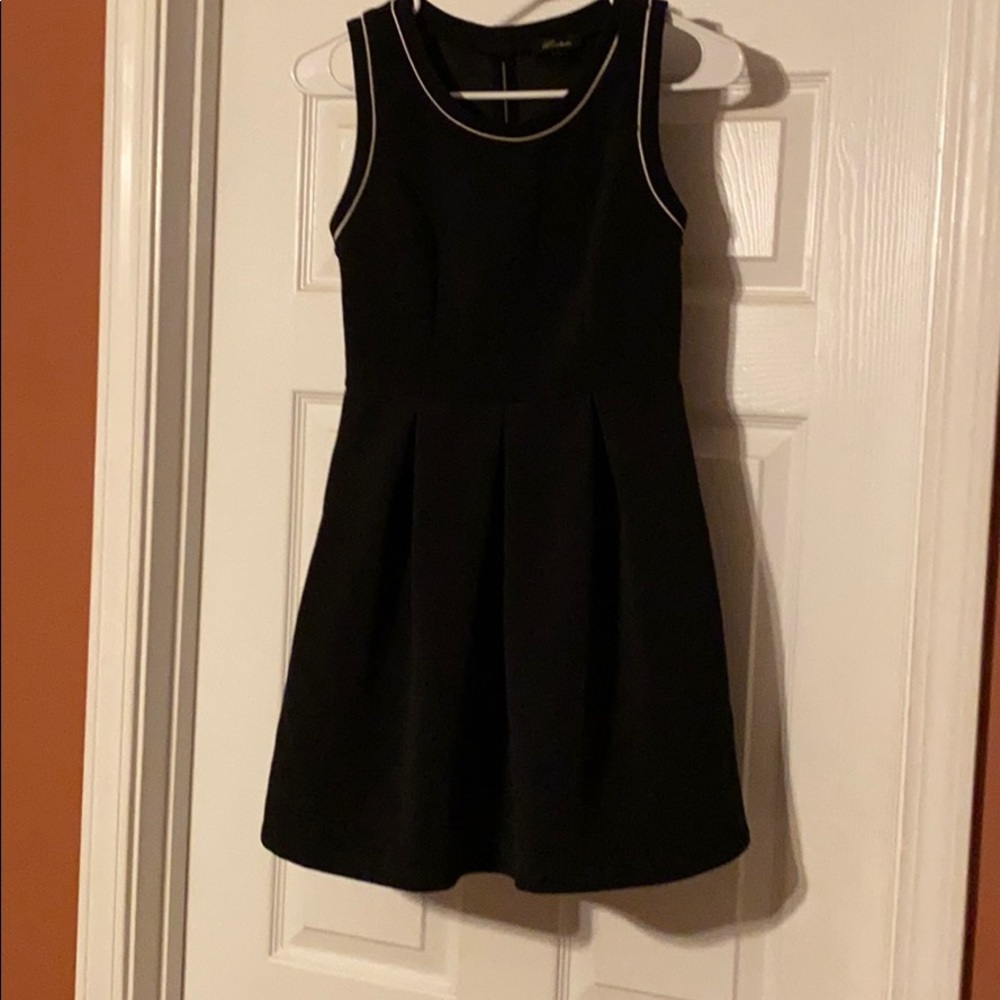 Black pleated mini dress